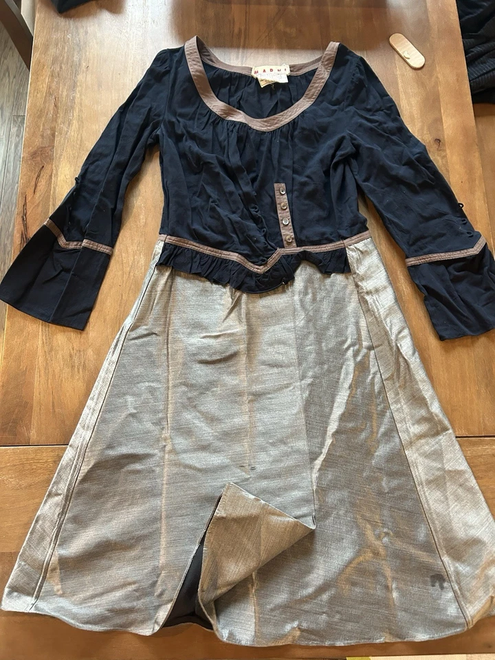 Vestido Vintage Marni Color Block Detalle Botón Largo Medio Talla M Foto 3 de 4