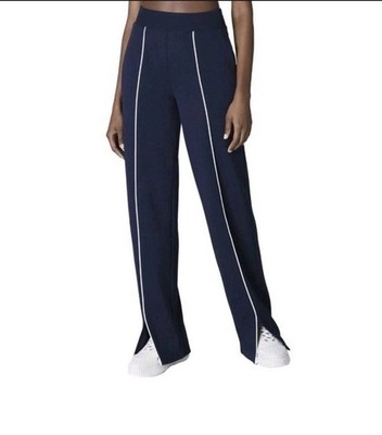 SPANX Air Essentials Pique Timeless Navy Straight Track Pants Women's Size S NWT