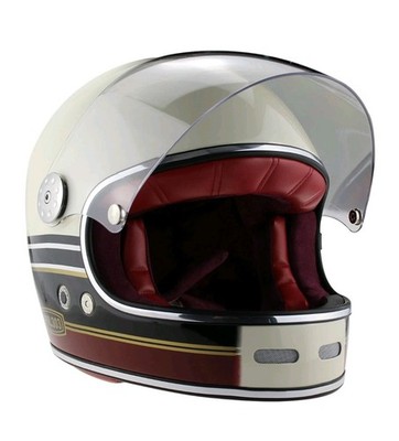 VIPER F656 RETRO VINTAGE CREME BURGANDY GLASFASER INTEGRALHELM MOTORRADHELM 