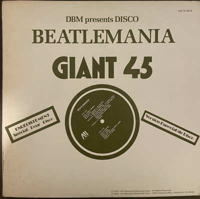 D.B.M. - Disco Beatlemania 12'' Vinyl Single (AVI Records) (1978) Near-Mint