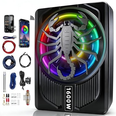 Upgrade1600W Under Seat Subwoofer | 10'' Slim Car Sub with Built-in Black XZWT