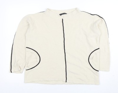 Peruzzi Damen Beige Langarm Stehkragen Jersey Top Größe 10