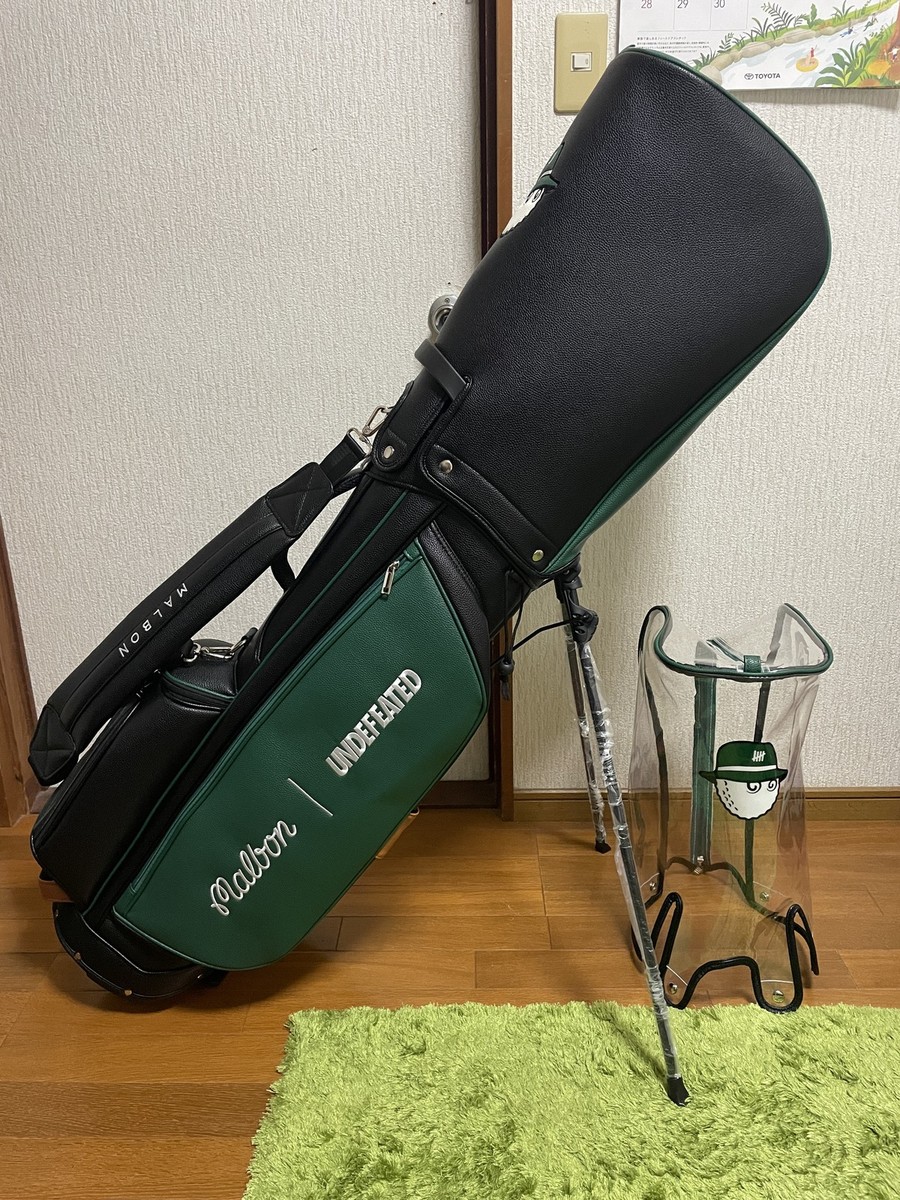 Malbon UNDEFETED マルボンゴルフキャディバッグ マルボン 緑 Malbon Golf × UNDEFEATED Golf Caddy Bag Green Black 2 hood