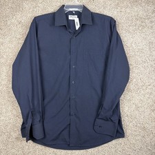 Berlioni Italy Shirt Mens Large Navy Blue Button Up Long Sleeve Shirt