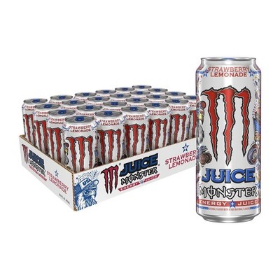Monster Energy Juice, Strawberry Lemonade, Juice + Energy Drink, 16 fl. oz. 24pk