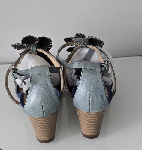 GEOX Ladies Pale Green Leather Comfortable Wedge Sandals sz 4.5 - Picture 3 of 14