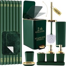 Bathroom Sets W/ Shower Curtain  Rugs Bathroom Accessories Set Hunter Green