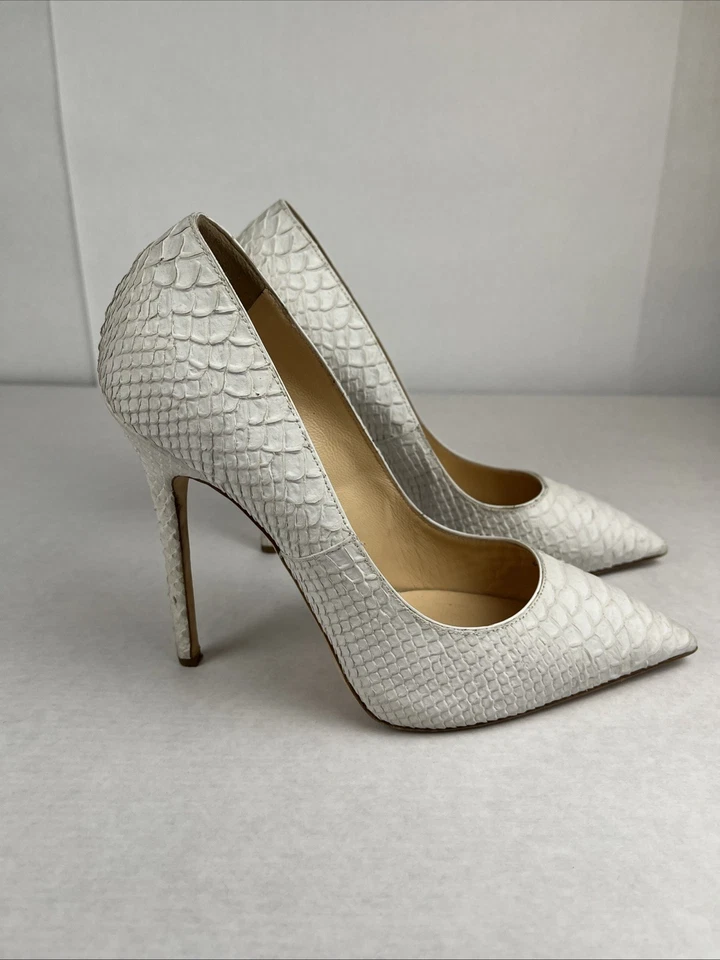 GIUSEPPE ZANOTTI White Snake Skin Embossed Heels Size 40 - Image 3 of 4