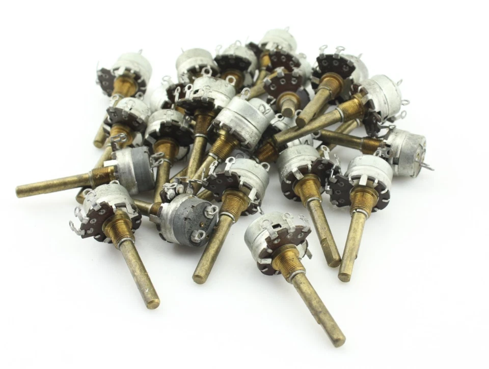 Stck 25 Vintage 1963 Stackpole 500K Audio Taper Potentiometer SPST Schalter USA - Bild 1 von 4