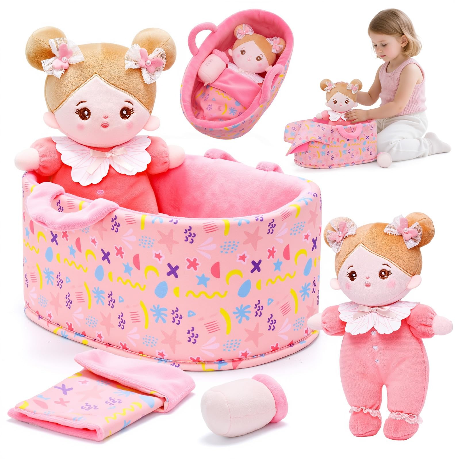 10" Baby Doll for 2 Year Old Girls Set with Soft Doll, Bassi