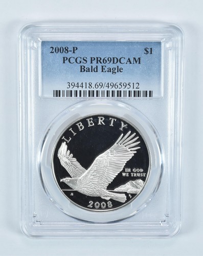 2008-P Bald Eagle Commemorative Dollar PR69 DCAM PCGS Blue Label - Picture 1 of 5