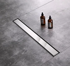 24 Inch Linear Shower Drain Removable Grate 304 Stainless Steel Hair Catcher Set