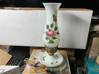 Vintage 14" Hurricane Milk Glass Side Table Lamp Floral TESTED WORKS