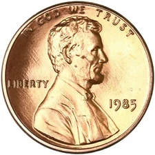 1985 P Lincoln Memorial Penny Brillant Uncirculated (BU) from Mint Set