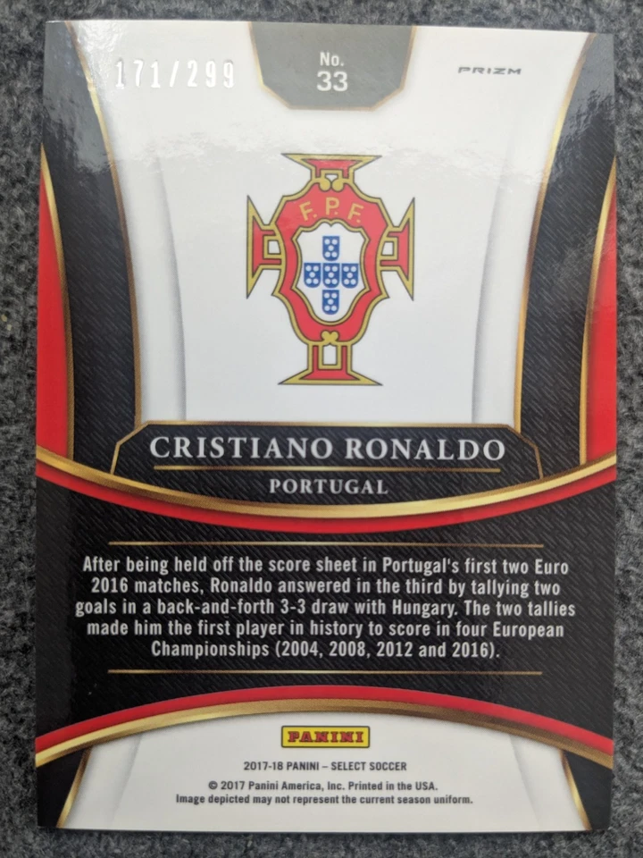 2017-18 PANINI SELECT CRISTIANO RONALDO TERRACE BLUE PRIZM#33#D171/299 - Image 2 of 4