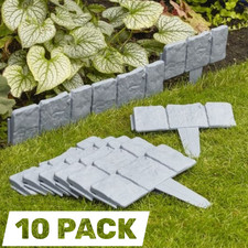 Garden Lawn Path Border Edging Stone Brick Effect Black Edging 10 Pack