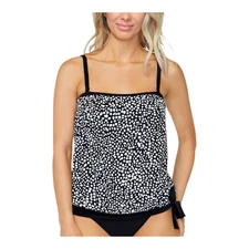 Island Escape Women's Coral Gables Printed Tankini Top Black 8 12 16