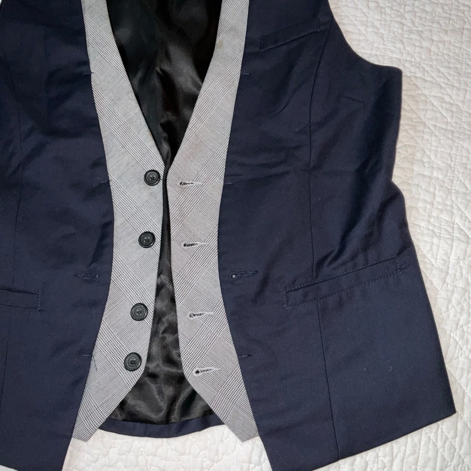 Chaleco Hombre Talla M Disfraz Victoriano Eduardiano Doble Chaleco Look Azul Marino Foto 4 de 4