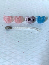 Mix Lot of 5 Colorful NUK 4 Pacifiers Cutie Clip Clear White 1 Attacher Clip