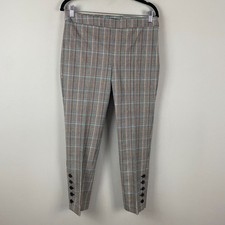 Talbots Chatham Ankle Pants Womens 6P Multicolor Plaid Button Hem