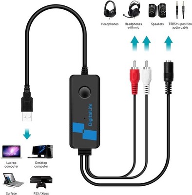 Digitallife Dual-Output USB Sound Interface Adapter Audio für Spielekonsole