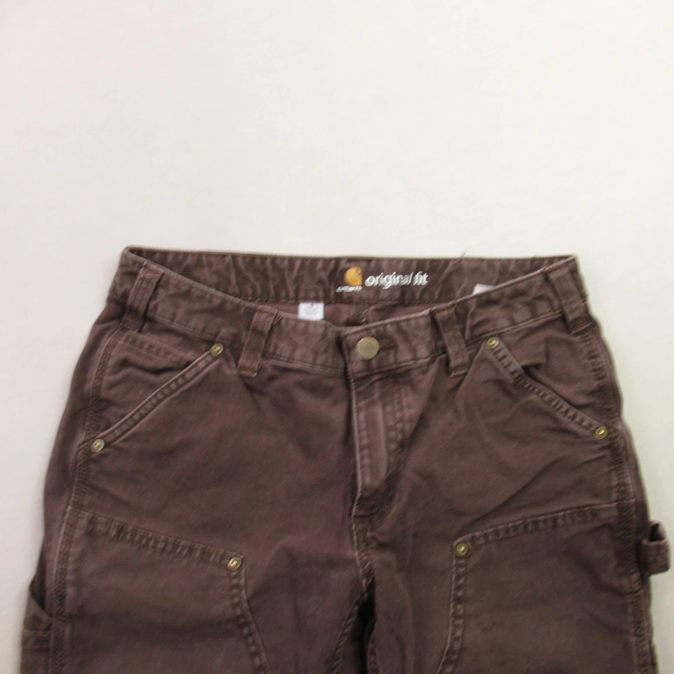 Pantalones de mezclilla Carhartt para mujer 8 bolsillos de pierna recta al aire libre marrón al aire libre Foto 2 de 4