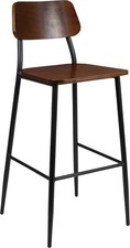 Industrial Rustic Wood Bar Stool with Gunmetal Frame, 500 lb Capacity