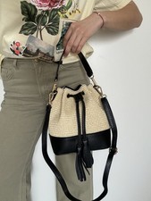 Borsa Da Donna Con Tracolla, Borsa In Vera Pelle, Borsa Nera, borsa di paglia