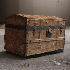 Antico baule a vapore 1880 mini cupola Jenny Lind cassapanca 16x11x10 con lithos