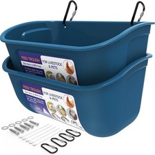 Goovilla Chicken Feeder Waterer, Hanging or Screw-in Fence Feeders with Clips, 2