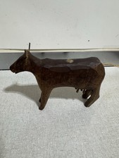 Milk Dairy Cow Figurine Sculpture VTG Folk Art Carved Wood
