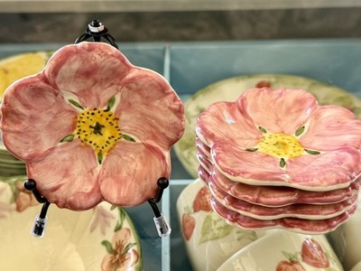 Vintage Franciscan Desert Rose Butter Pats/Tea Bag Holder 