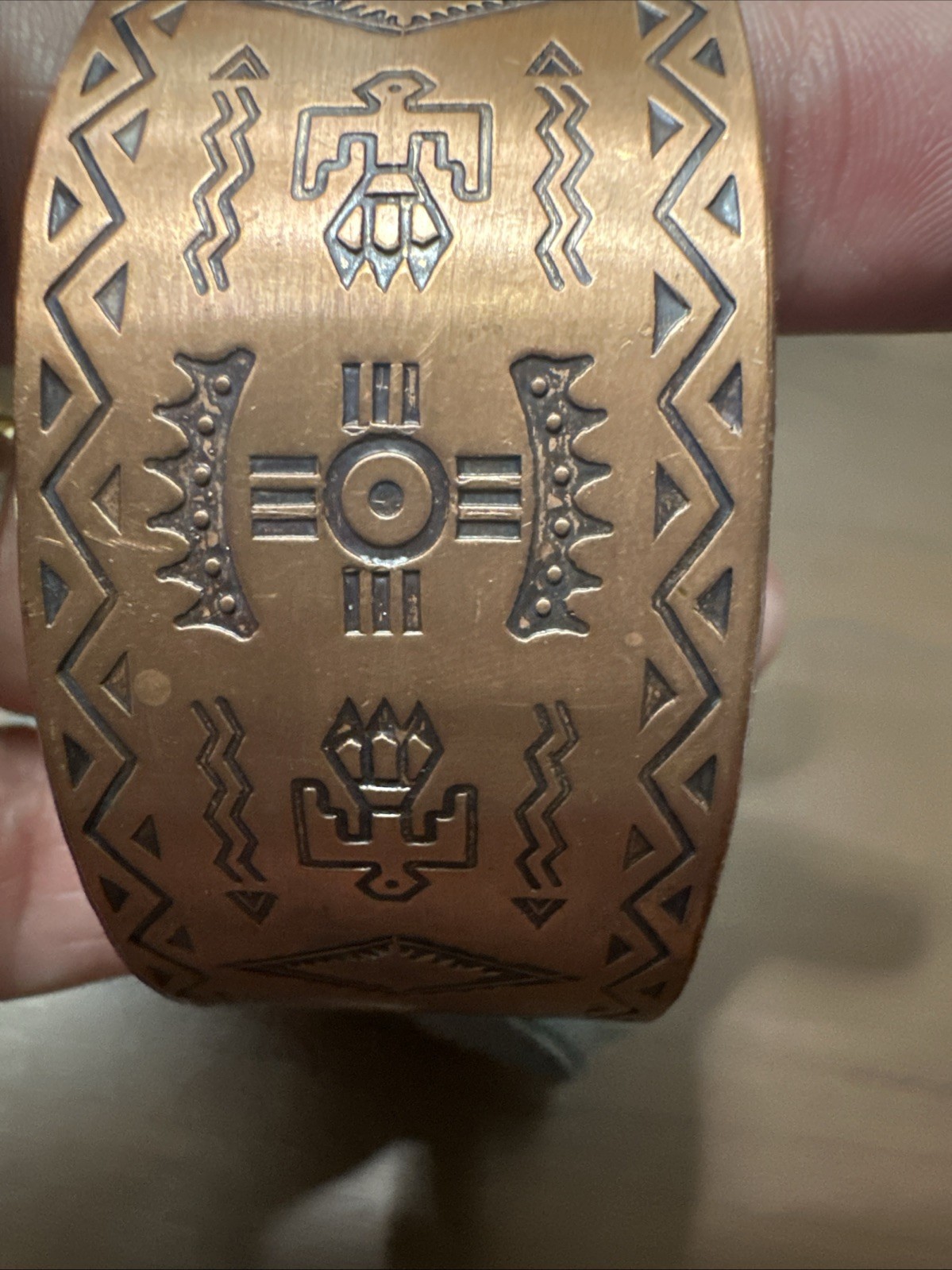 EUC ~Vintage Solid Copper Native American Thunder… - image 7