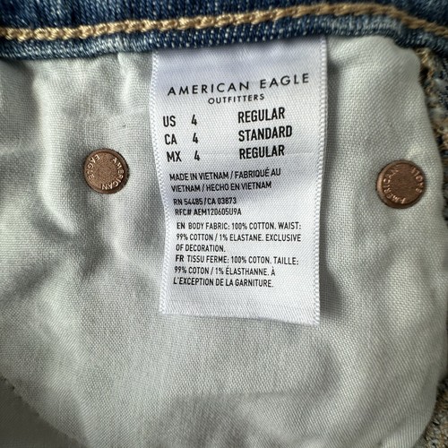 American Eagle Jean Skirt 4 Super High Rise A Line Cut Off Medium Wash Denim - 第 8/12 張圖片