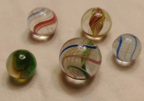 Vintage Old Antique Beautiful German Swirl Marble Lot 5 pcs - Picture 18 of 24