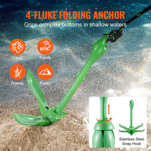 Kayak Anchor Kit, 3.5 lb Folding Anchor with 26.2 ft Rope, Buoy & Storage Bag - Picture 3 of 10