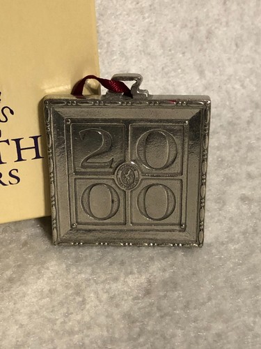 Danforth Pewterers NOEL & Year 2000 Y2K Ornament 1 3/4" by 1 5/8"