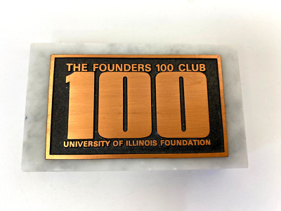 The Founders 100 Club Paperweight Marble University Illinois Foundation Copper