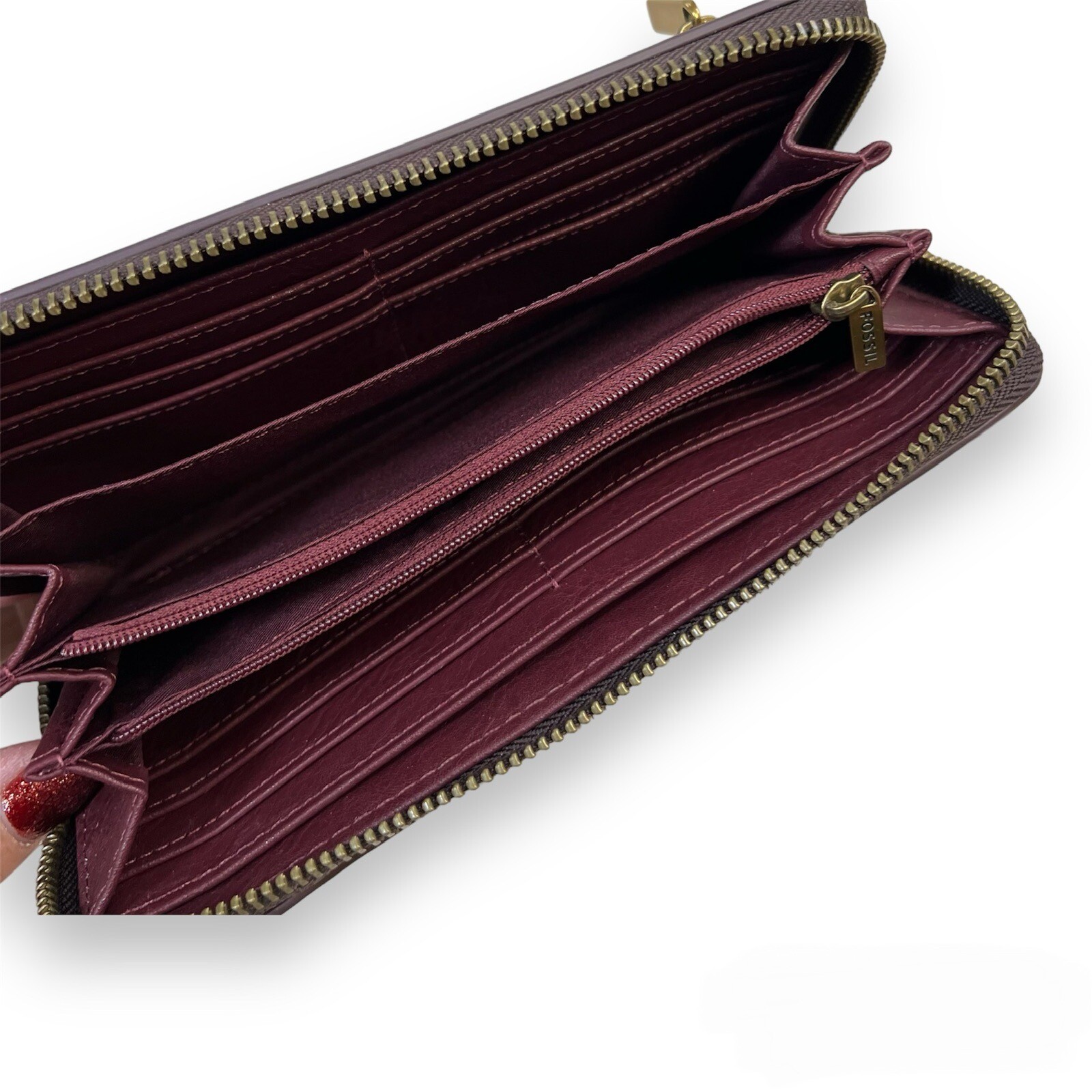 Fossil RFID Zip Around Logan Patchwork Leather Wa… - image 3