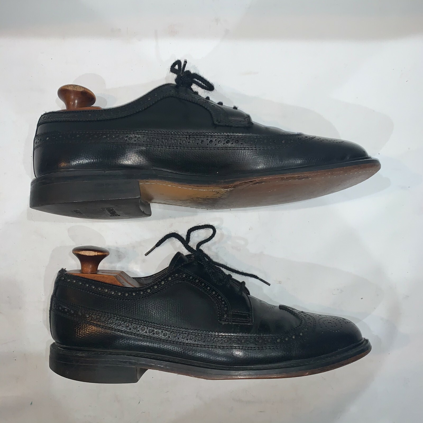 SAOLA Scarpe da uomo Stuart Mcguire punta tonda ala lunga full brogue nere taglia US 8 5 D