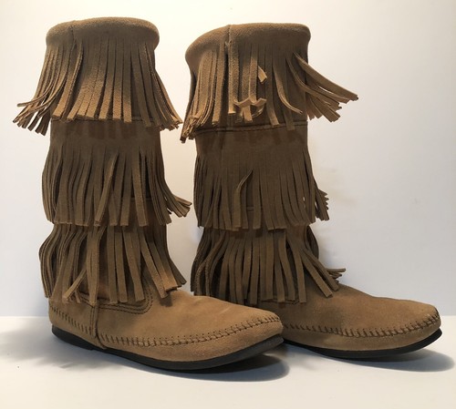 Layer Fringe Calf High Boots Size 