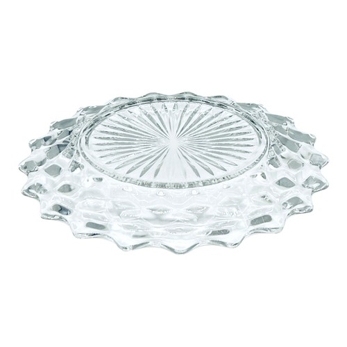 Antique Fostoria American Clear Stem 2056 Cubist Glass 9 1/8” Sandwich Plate NEW - Picture 5 of 6