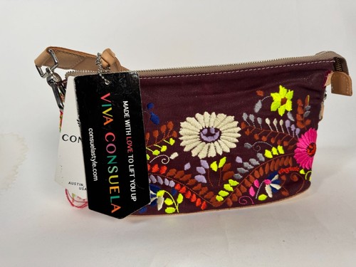 Consuela Vibrant Floral Embroidered Shoulder Bag With Leather Strap & Heart Pil - Picture 18 of 24