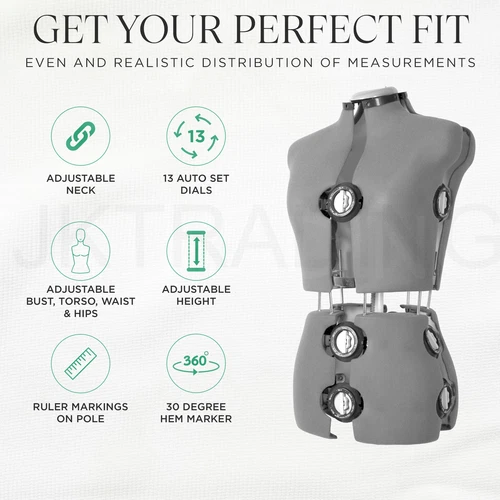 JKCrafts 8Parts SZ8-14 Adjustable Dressmakers Dummy Model Mannequin Sewing GREY - Picture 6 of 9