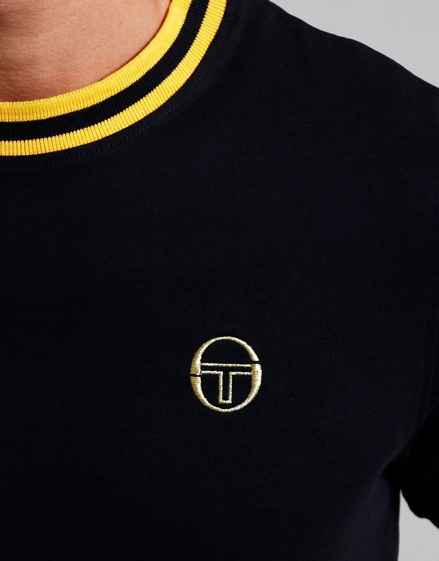 FILA T shirt Sergio Tacchini uomo girocollo manica corta tennis rainer nero oro