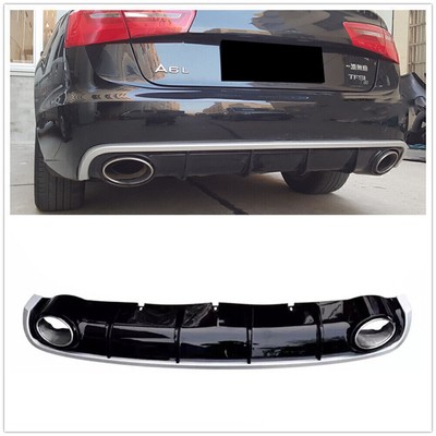 1PC RS6 Style Rear Diffuser With Exhaust Tips For 2012-2015 Audi A6 C7 Chrome US