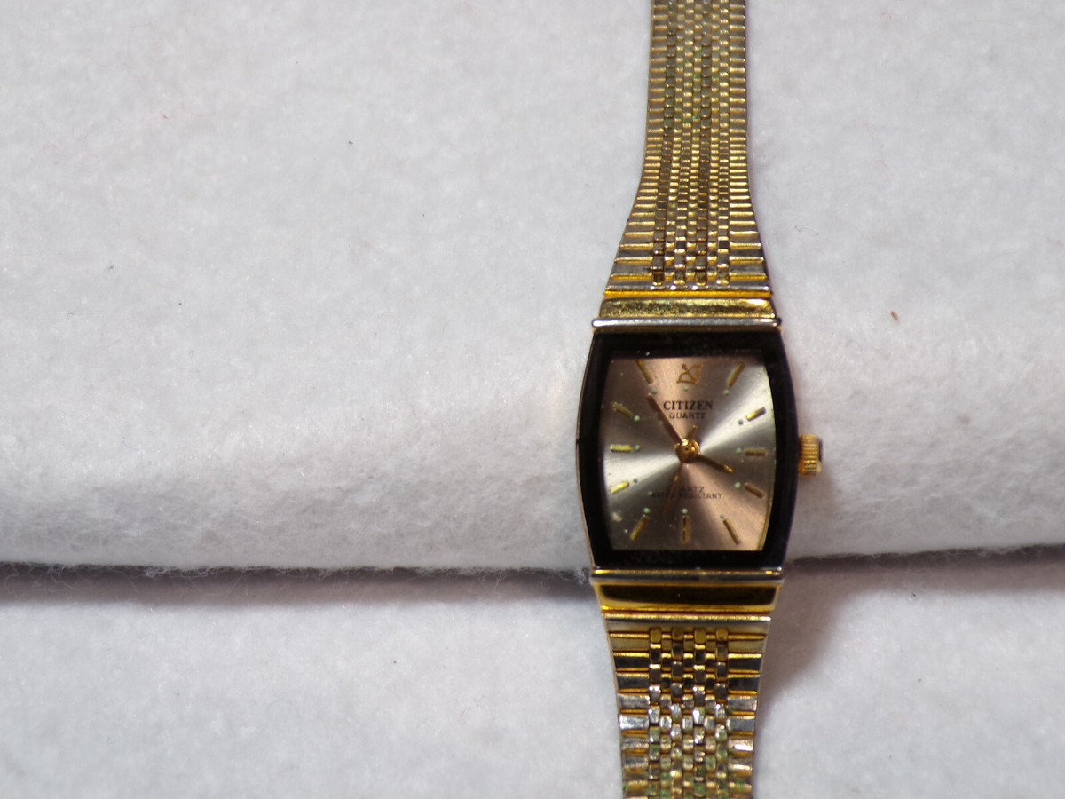 Womens Citizen 17632-882 18k Gold Electro Plated Watch. Runs