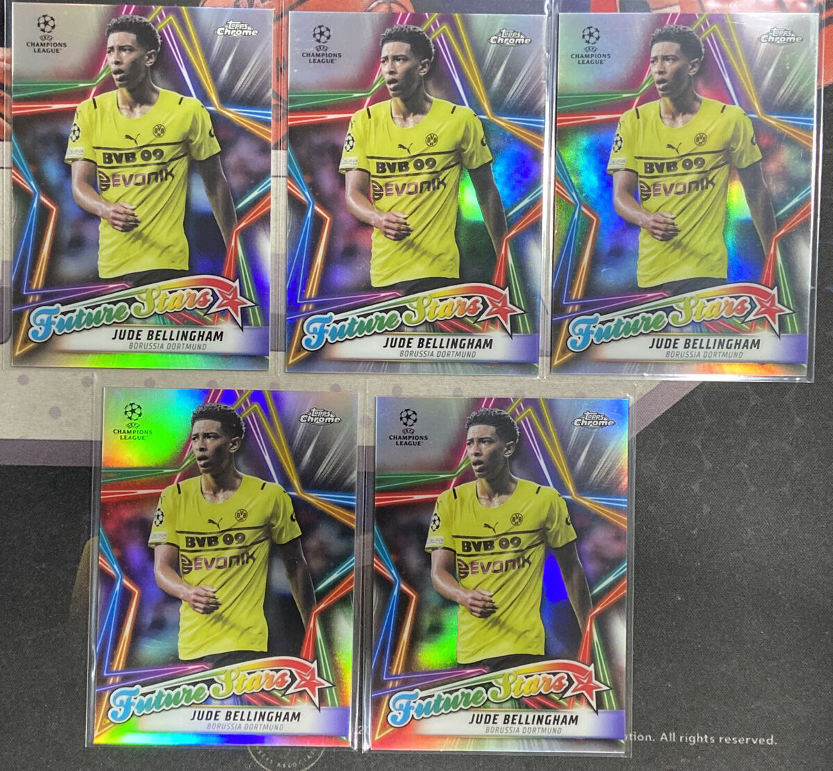 5x) 2021-22 Topps Chrome UEFA UCL JUDE BELLINGHAM FUTURE 5x) 2021-22 Topps Chrome UEFA UCL JUDE BELLINGHAM FUTURE