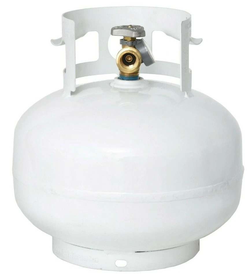 Cilindro de propano recargable de acero en cuclillas de 11 lb con válvula OPD y calibre incorporado Foto 2 de 4