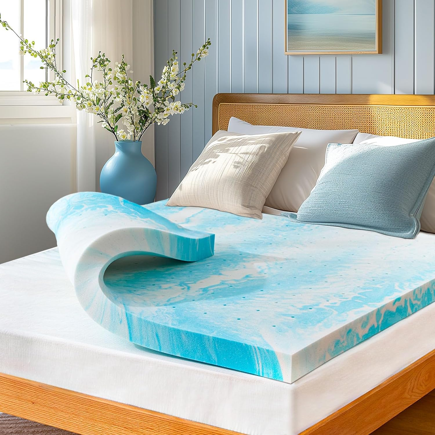 3-Inch King Memory Foam Mattress Topper, Gel Infused Cooling Mattress Topper, So